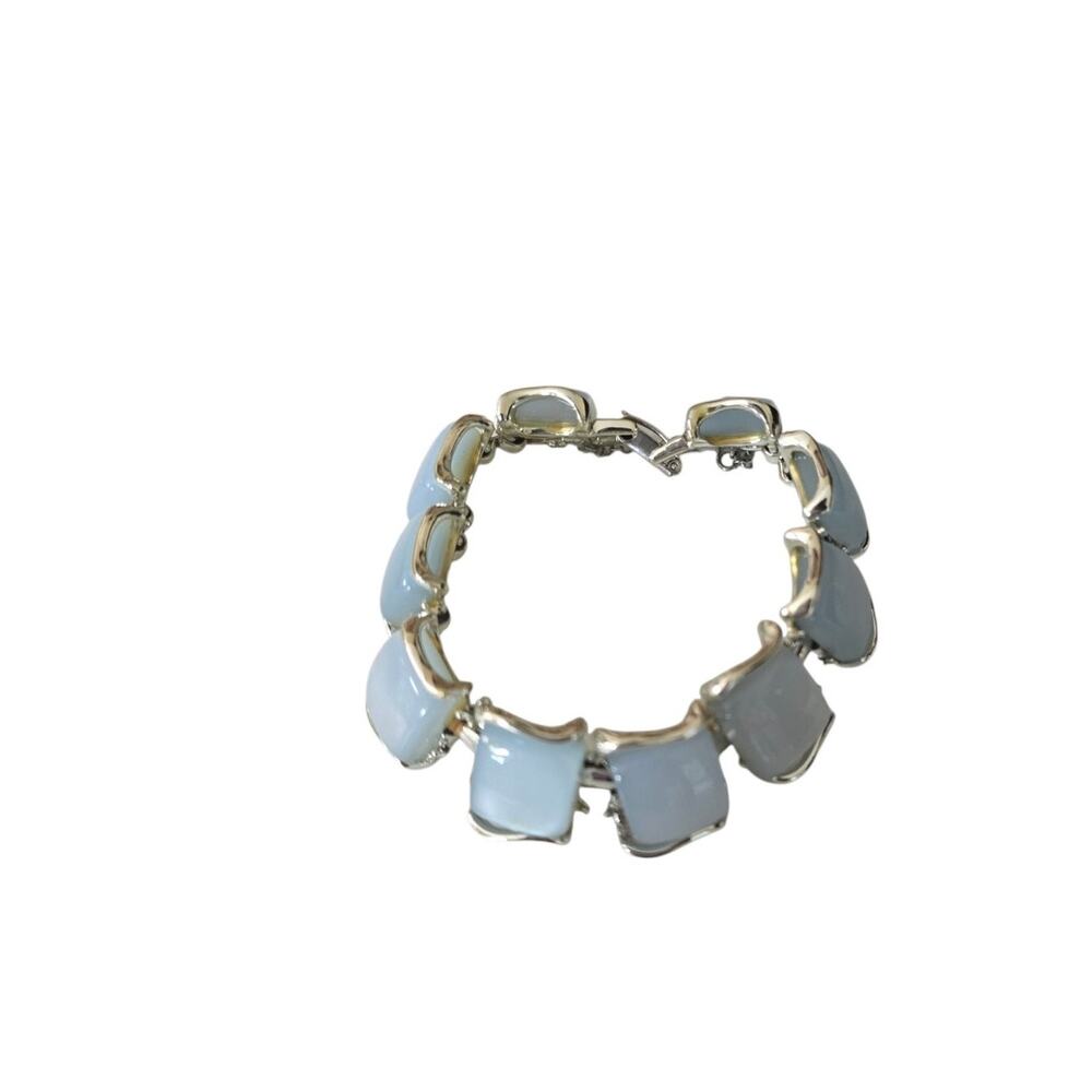 Vtg Coro Pegasus Thermoset  Light Blue Stones Silver Toned Retro Mid Century